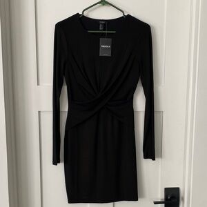 Forever 21 Elegant Black Twist Front Dress